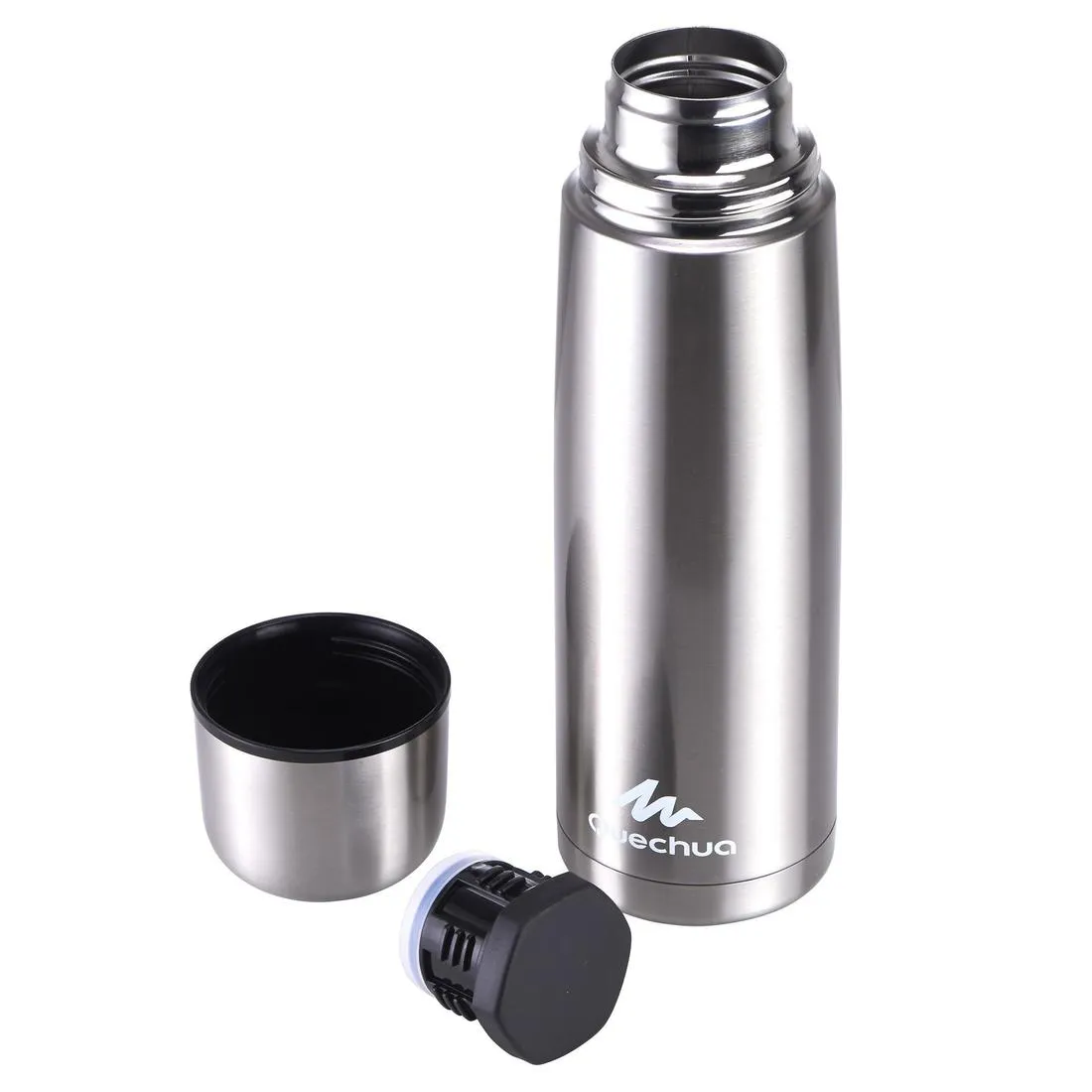 1 L stainless steel isothermal water bottle with cup for hiking - Blue