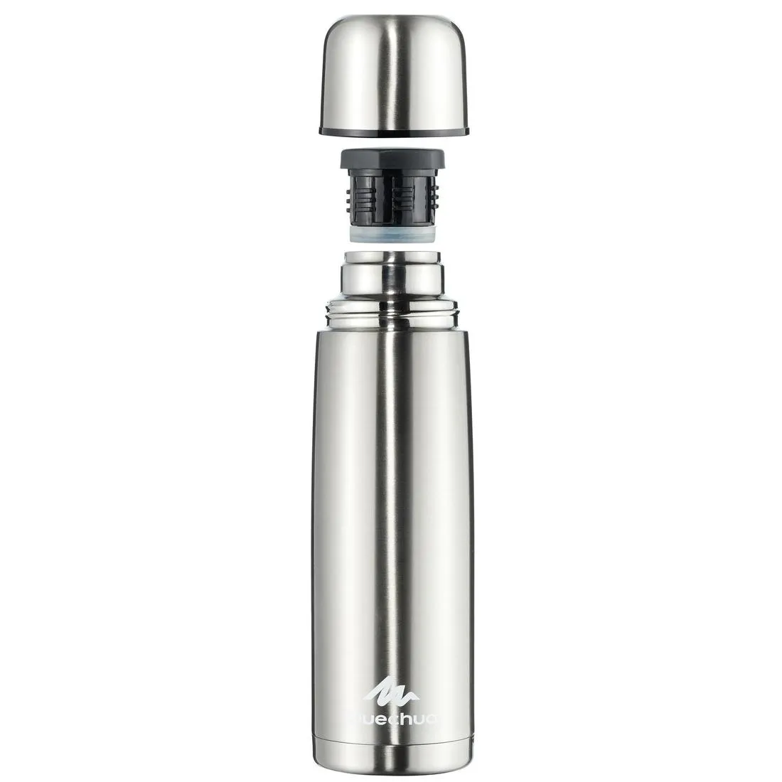 1 L stainless steel isothermal water bottle with cup for hiking - Blue