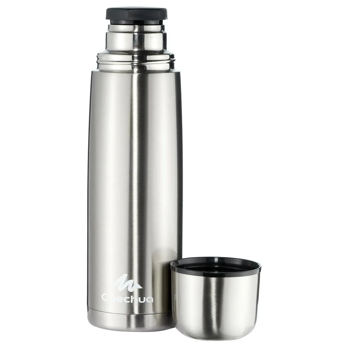 1 L stainless steel isothermal water bottle with cup for hiking - Blue