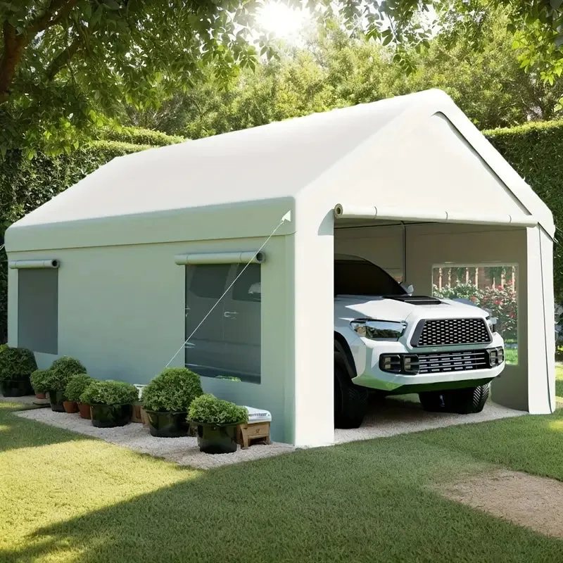 12'x20' Heavy-Duty Carport, Waterproof UV-Resistant Portable Garage Canopy