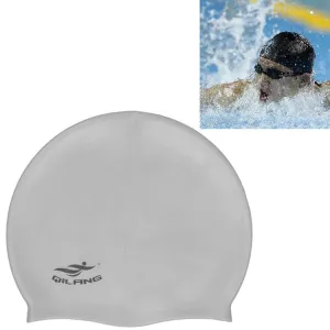 Adult Solid Color Waterproof Silicone Swimming Cap(Silver)