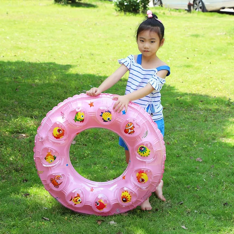 Cartoon Pattern Double Airbag Thickened Inflatable Swimming Ring Crystal Swimming Ring, Size:60 cm(Blue)