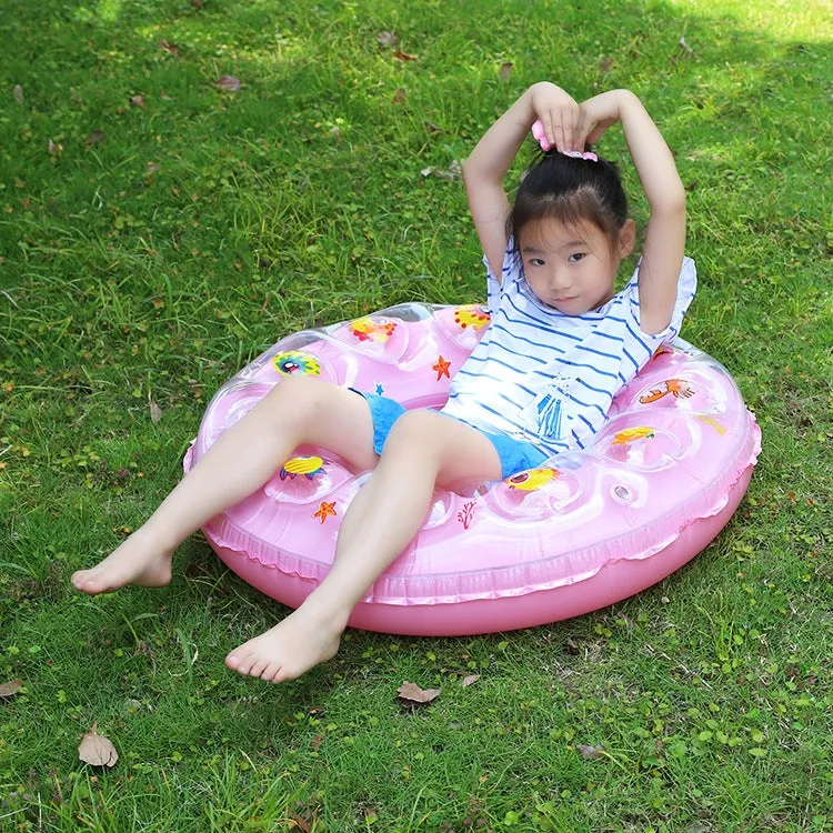 Cartoon Pattern Double Airbag Thickened Inflatable Swimming Ring Crystal Swimming Ring, Size:60 cm(Blue)