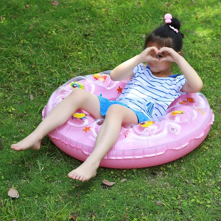 Cartoon Pattern Double Airbag Thickened Inflatable Swimming Ring Crystal Swimming Ring, Size:60 cm(Blue)