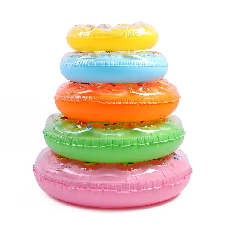 Cartoon Pattern Double Airbag Thickened Inflatable Swimming Ring Crystal Swimming Ring, Size:80 cm(Green)