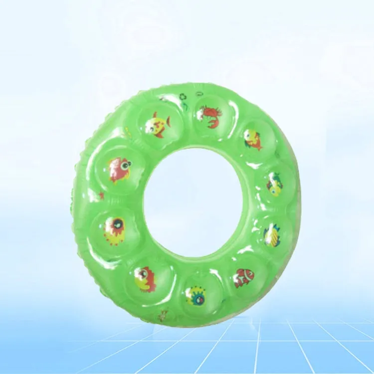 Cartoon Pattern Double Airbag Thickened Inflatable Swimming Ring Crystal Swimming Ring, Size:80 cm(Green)