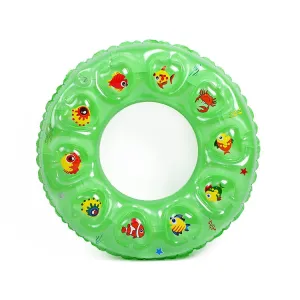 Cartoon Pattern Double Airbag Thickened Inflatable Swimming Ring Crystal Swimming Ring, Size:90 cm(Green)