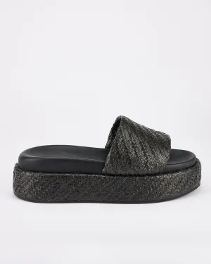 Dustin Flatform Black Raffia