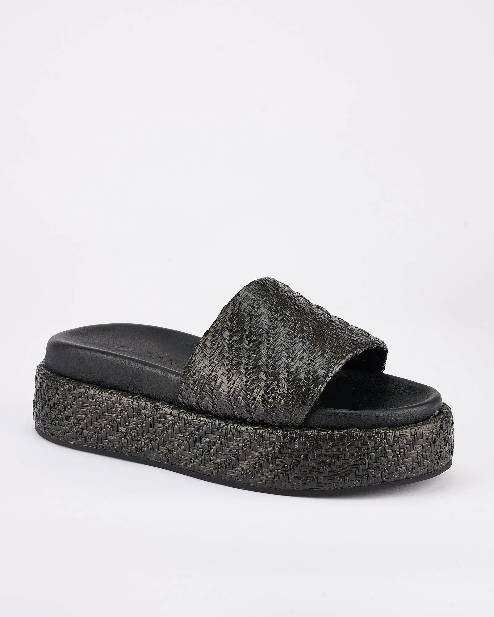 Dustin Flatform Black Raffia