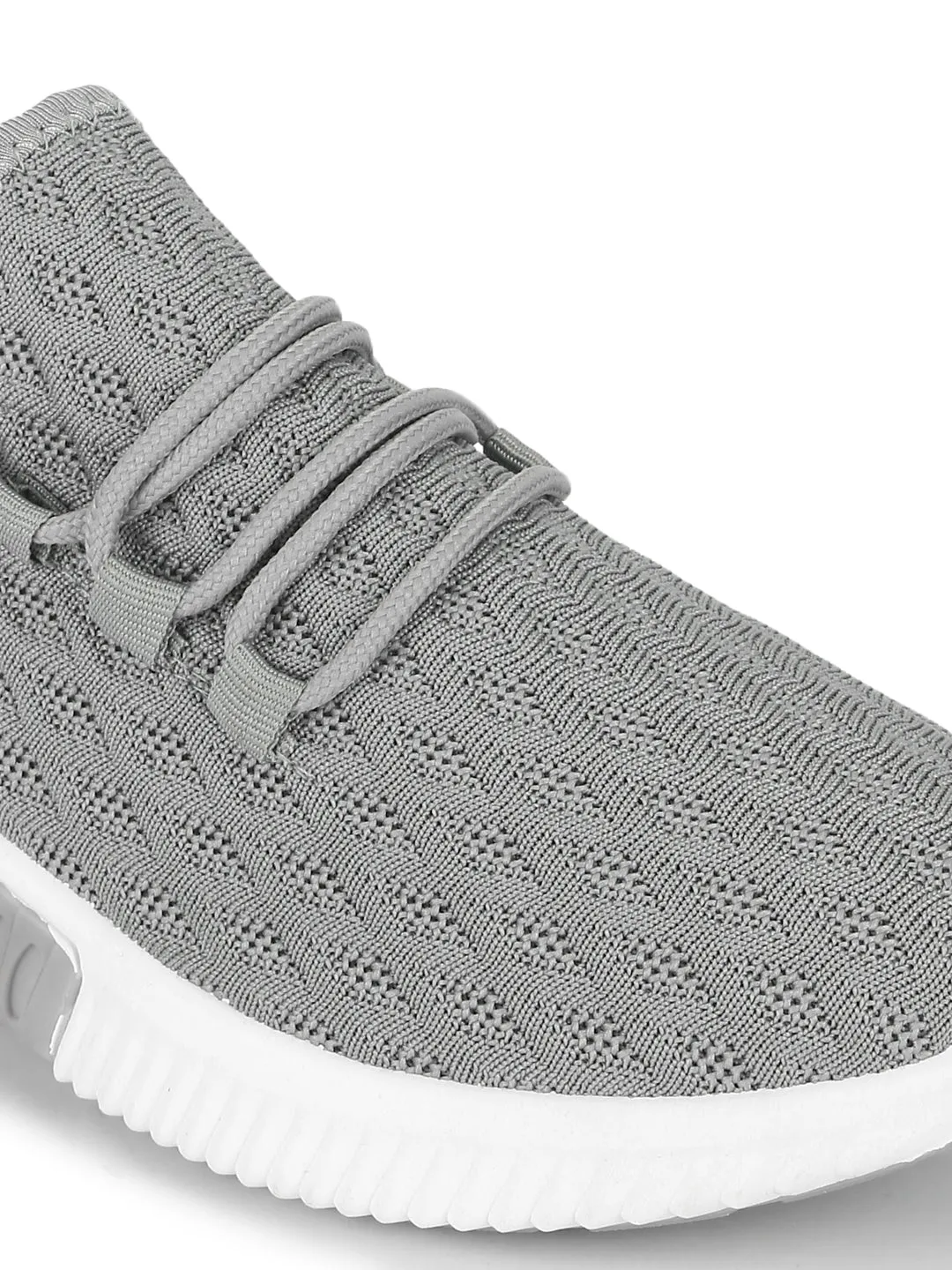 Grey Knitted Slip On Sneakers