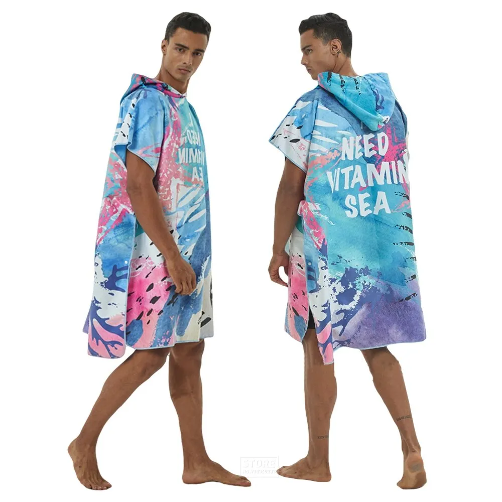 Microfiber Large Beach Towel Wetsuit Changing Robe Men Women Swimming Dry Robe Hooded Bath Towels Surf Poncho Quick Dry Bathrobe