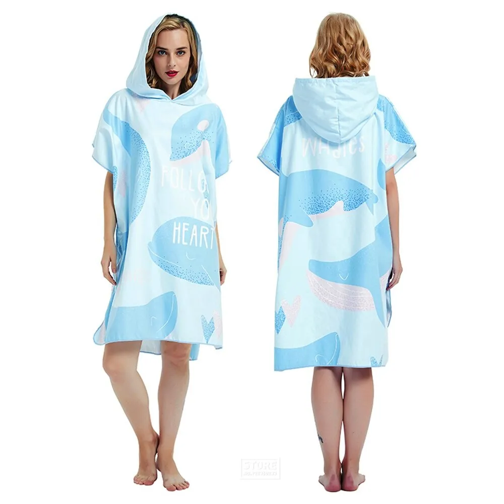 Microfiber Large Beach Towel Wetsuit Changing Robe Men Women Swimming Dry Robe Hooded Bath Towels Surf Poncho Quick Dry Bathrobe