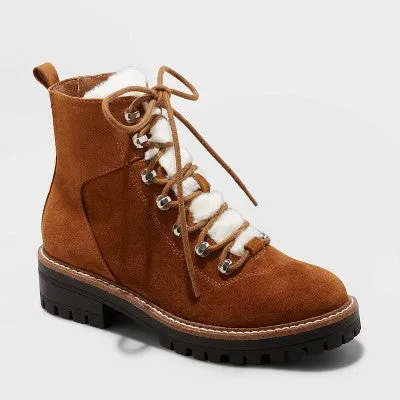 New - Women's Leighton Winter Boots - A New Day Cognac 9.5